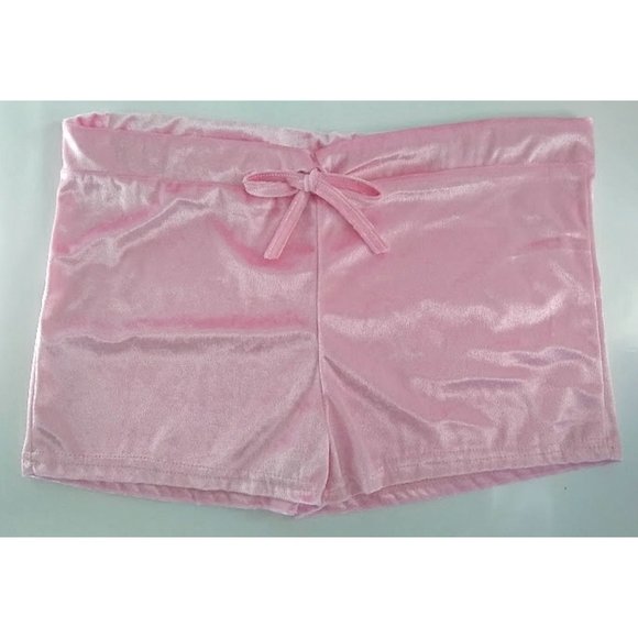 NEW - Pink Velvet Drawstring Shorts - Picture 1 of 7